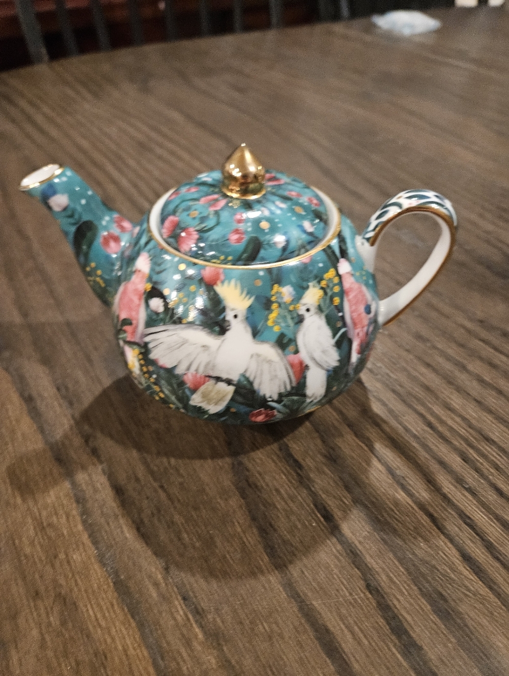 Taiwan T2 Tea Bone China Green Birds Teapot - Picture 8 of 9